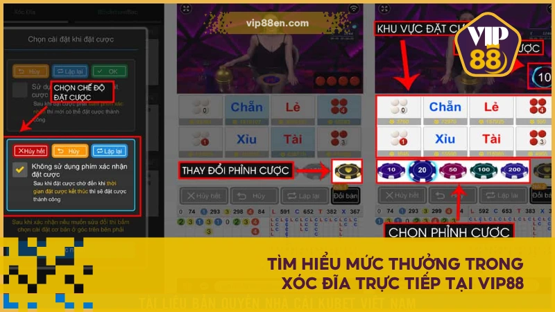 Tìm hiểu mức thưởng trong Xóc Đĩa trực tiếp tại VIP88